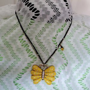 Betsey Johnson Yellow Butterfly Necklace